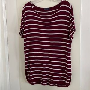 Gap burgundy/white Striped top